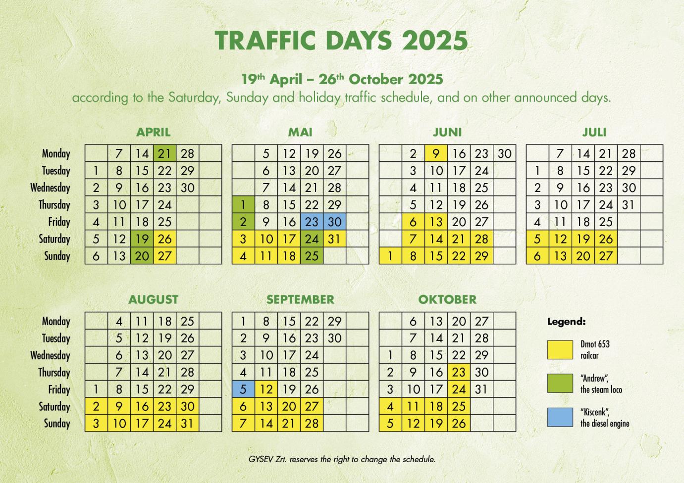 Traffic days 2025