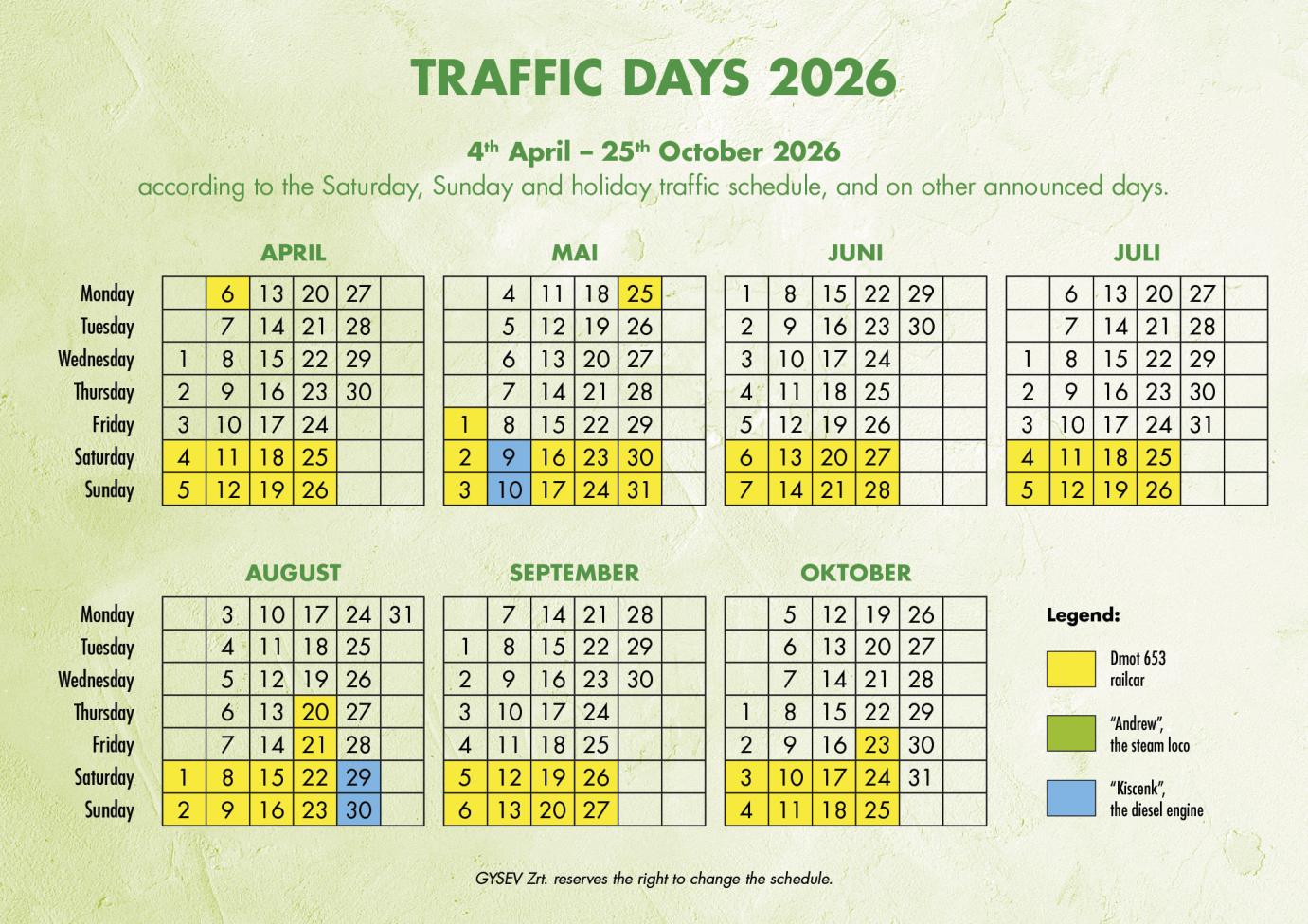 Traffic days 2026
