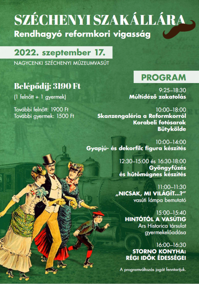 Nagycenki Széchenyi Múzeumvasút születésnapjának programja